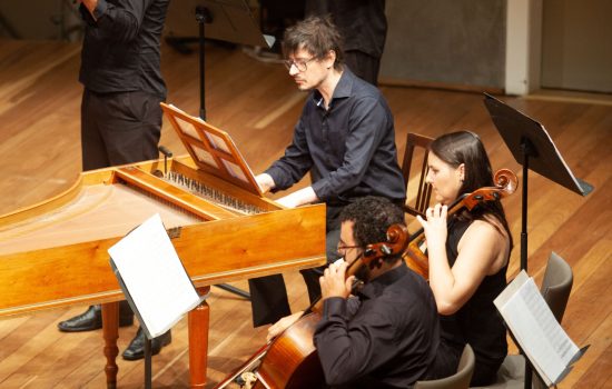 12.03.23: Orquestra Sphaera Mundi com o concerto "O mundo ao Revés" no projeto Sonoridades no Centro Histórico-cultural Santa Casa em Porto Alegre. Foto Eduardo Seidl/Fototaxia